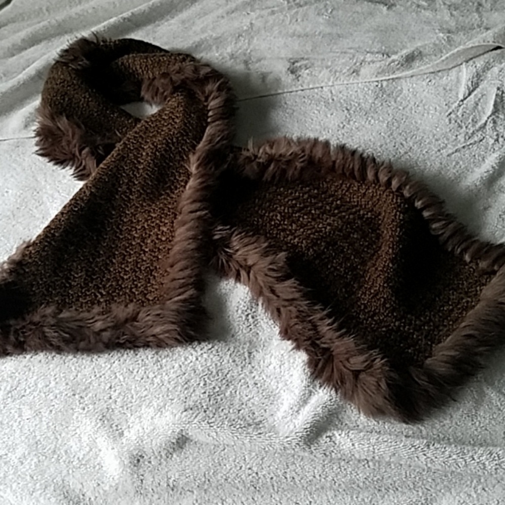 Cable Knit Mink Scarf Bell Botton Mahogany